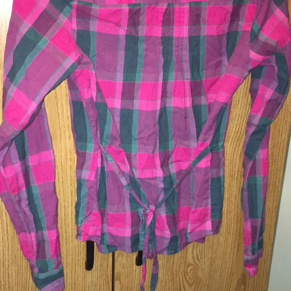 Pink Plaid Button Down w/ Ruffle Collar - Picture 5 of 5